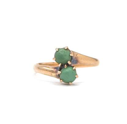 Petite Moi et Toi Turquoise Cabochon Ring in 14K Gold