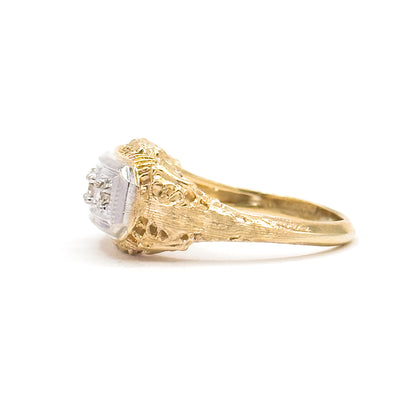 Vintage Art Deco Style Diamond Trilogy Ring in 14K Two Tone Gold