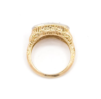 Vintage Art Deco Style Diamond Trilogy Ring in 14K Two Tone Gold