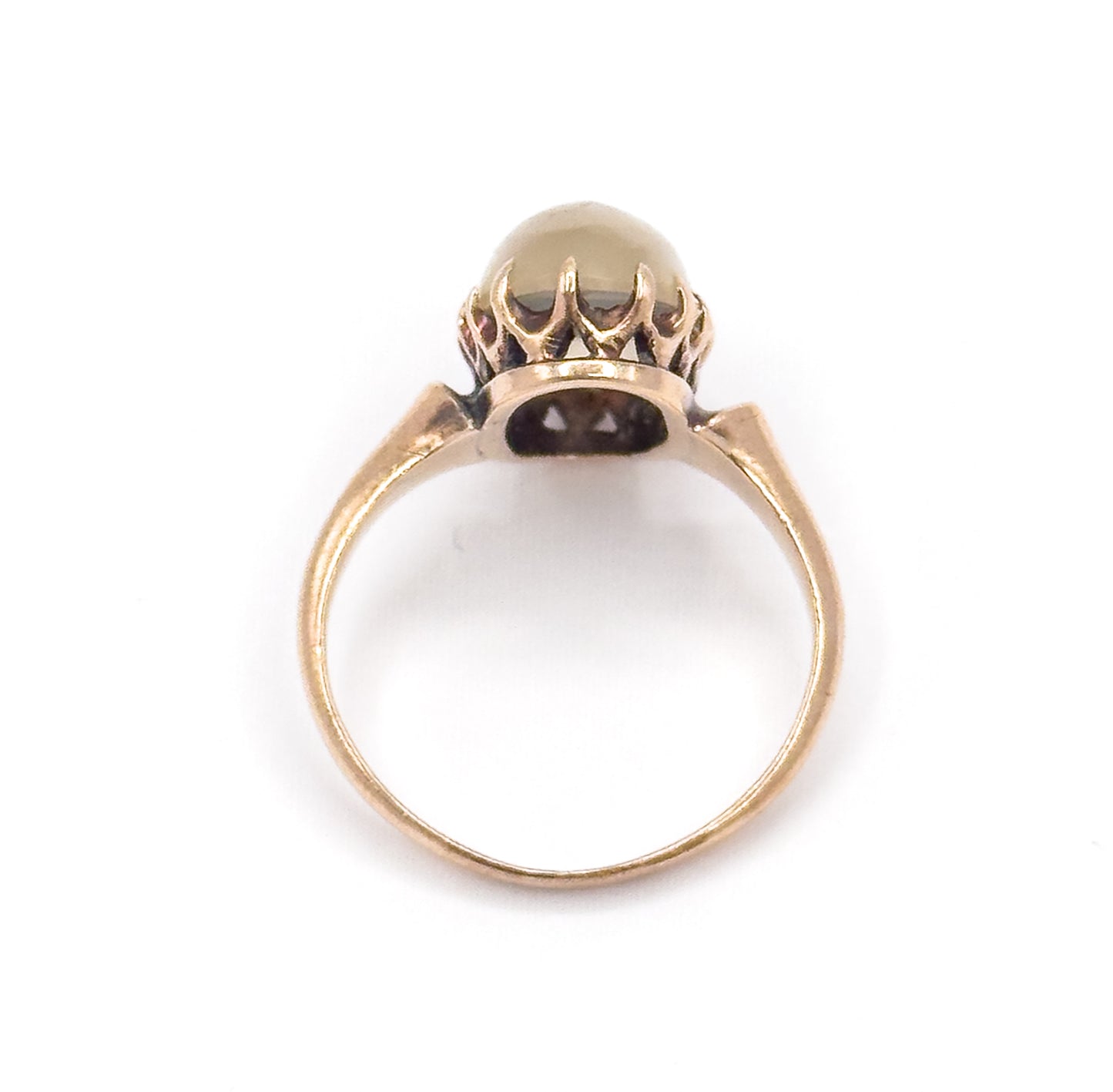 Victorian Dendritic Agate Cabochon Ring in 10K Yellow Gold