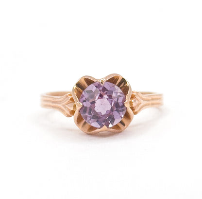 Mid-Century Lab-Created Color Change Sapphire Ring in 14K Rose Gold