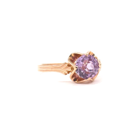 Mid-Century Lab-Created Color Change Sapphire Ring in 14K Rose Gold