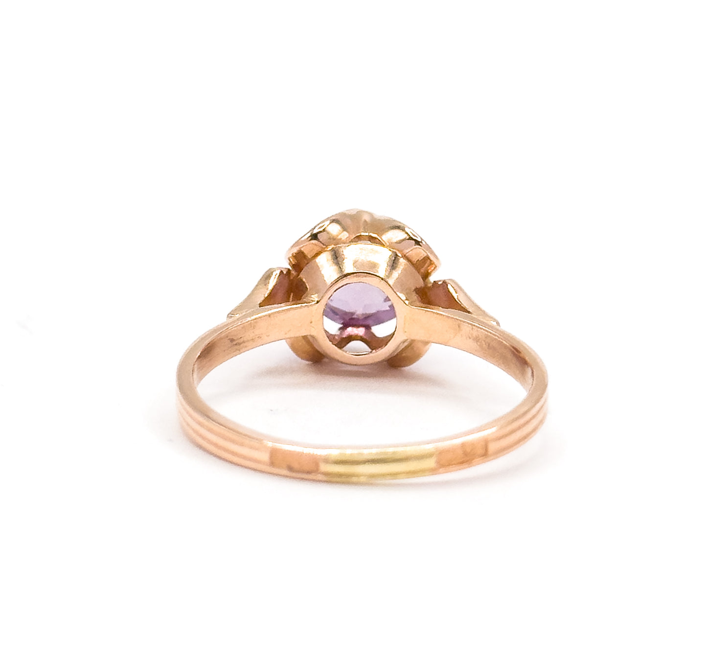 Mid-Century Lab-Created Color Change Sapphire Ring in 14K Rose Gold