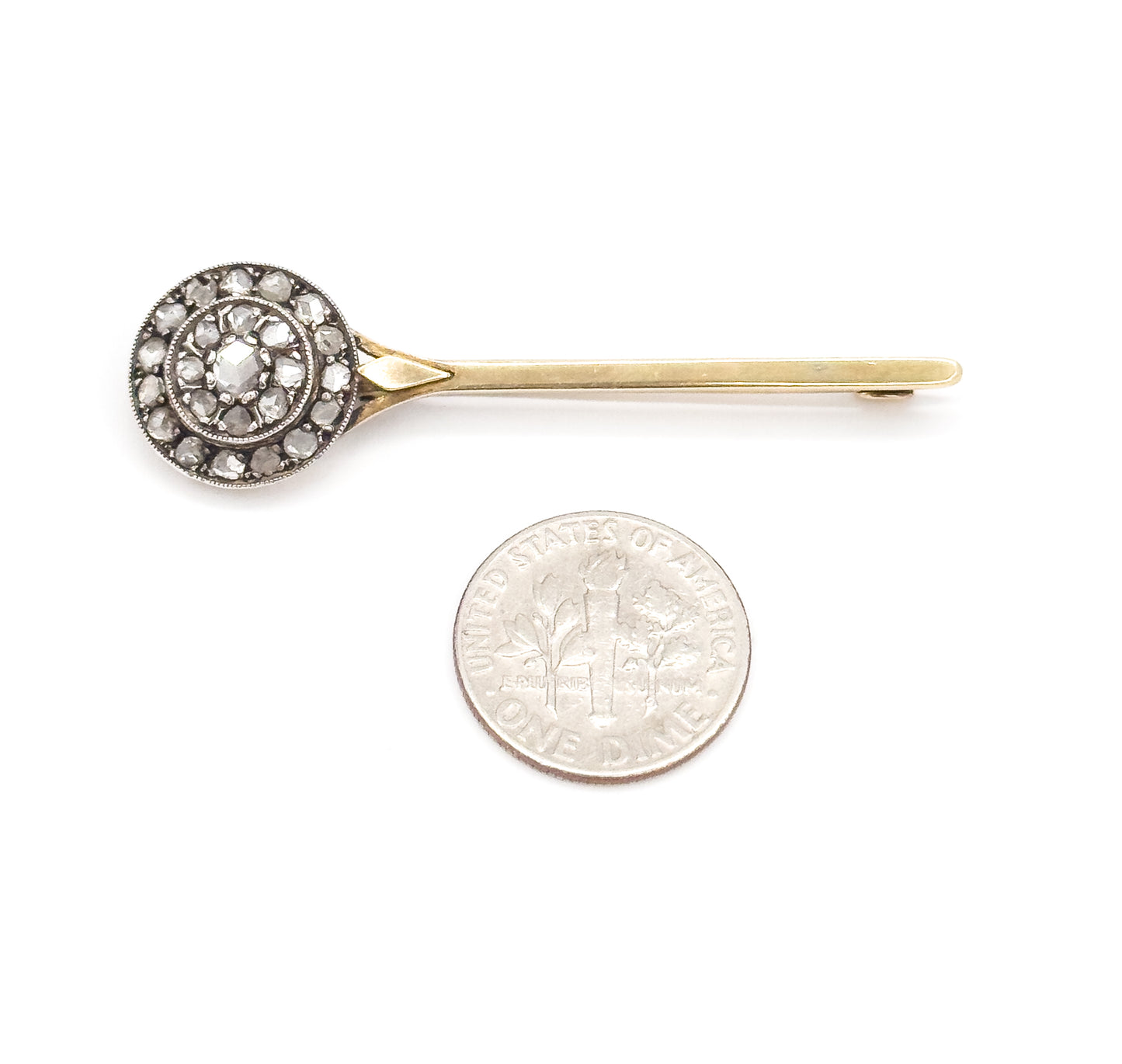 Edwardian Diamond Comet Brooch in 18K Gold