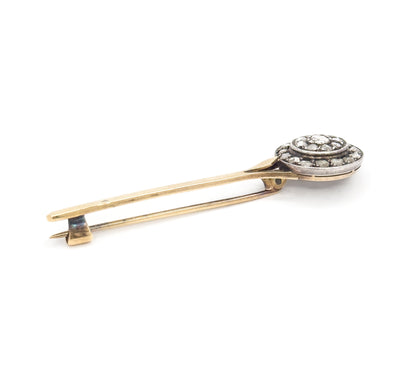 Edwardian Diamond Comet Brooch in 18K Gold