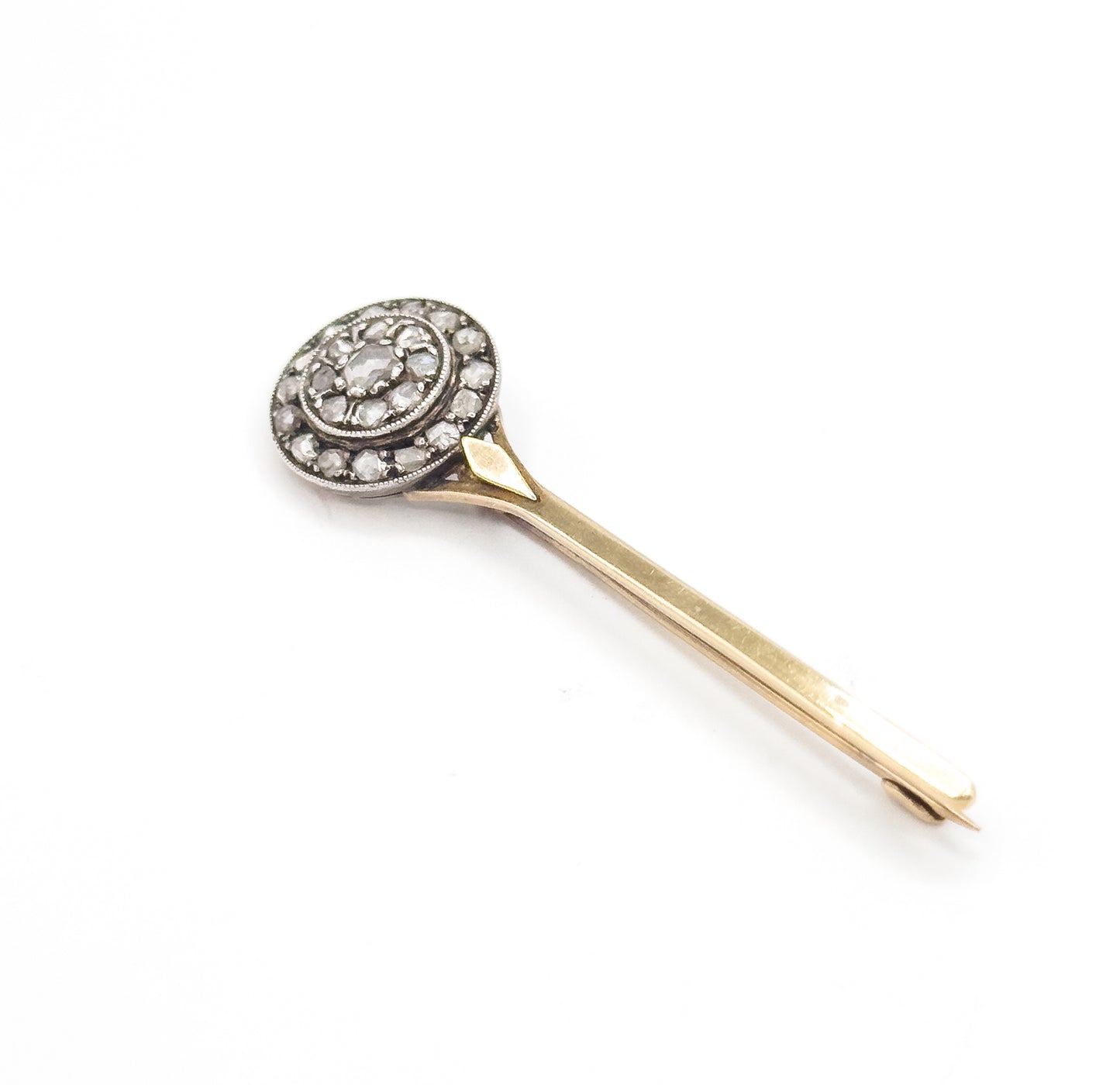 Edwardian Diamond Comet Brooch in 18K Gold