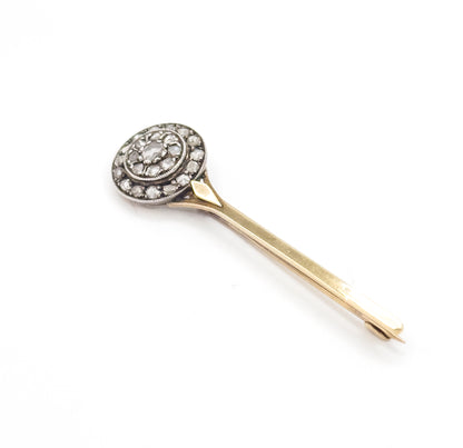 Edwardian Diamond Comet Brooch in 18K Gold