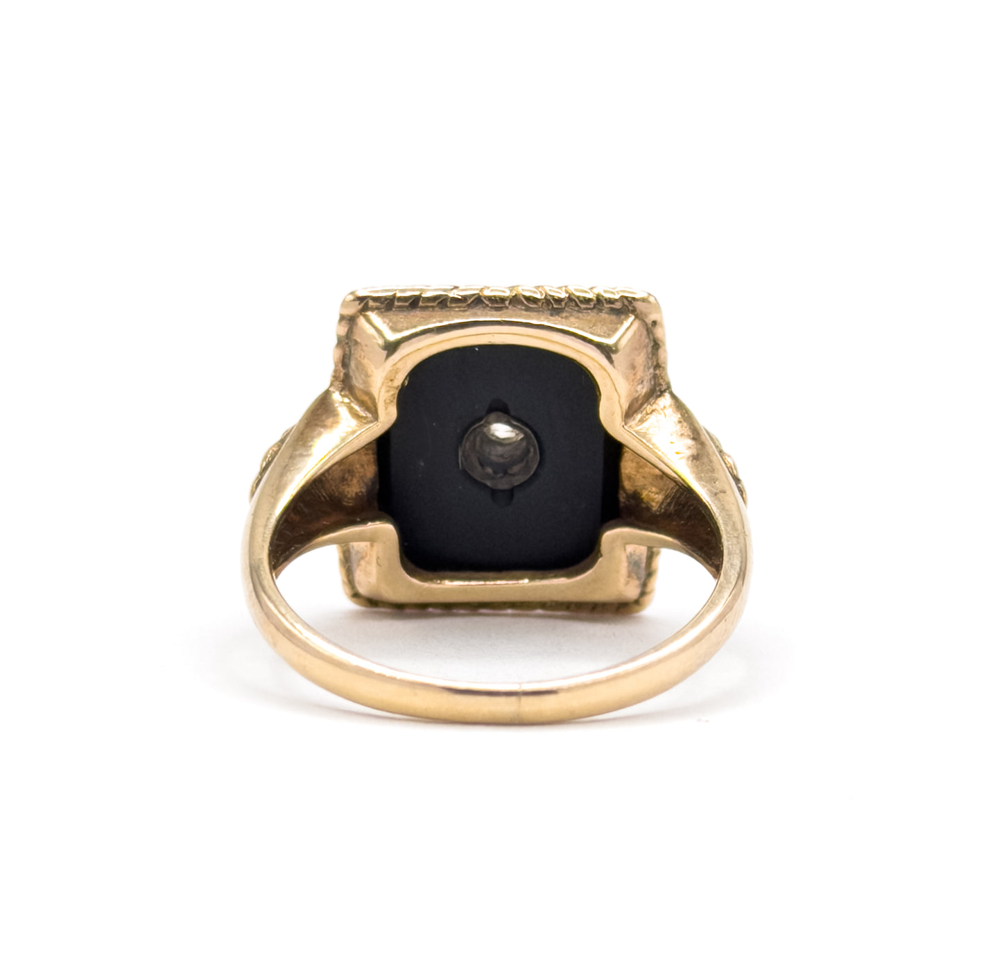 Art Deco Onyx & Old Mine Diamond Ring in 10K Gold