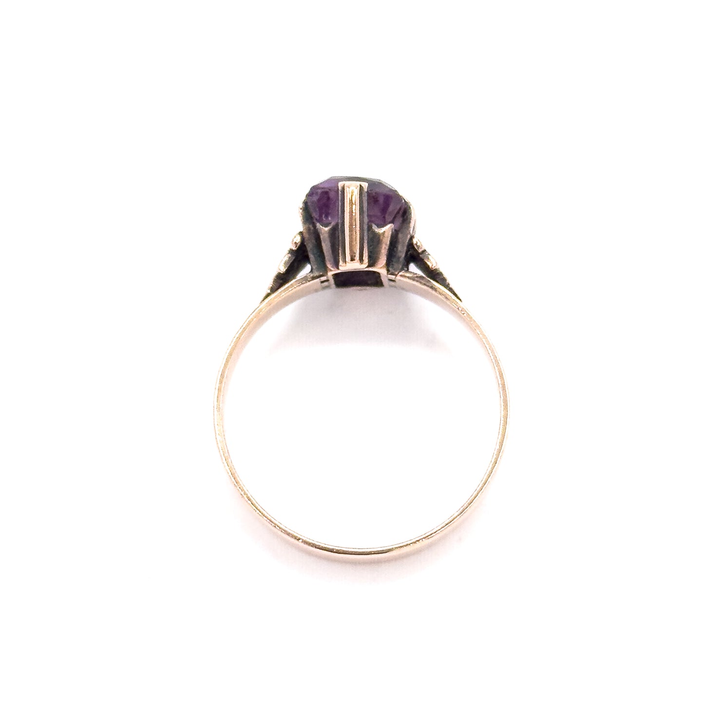 Victorian Rose of Sharon Amethyst Ring in 10K Yellow Gold