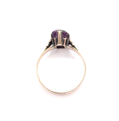 Victorian Rose of Sharon Amethyst Ring in 10K Yellow Gold