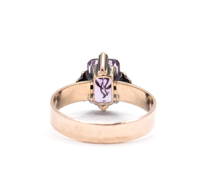 Victorian Rose of Sharon Amethyst Ring in 10K Yellow Gold