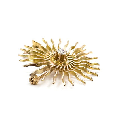 Edwardian Diamond Sunburst Pendant in 10K Yellow Gold