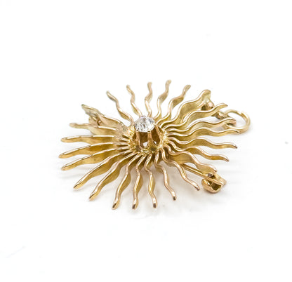 Edwardian Diamond Sunburst Pendant in 10K Yellow Gold