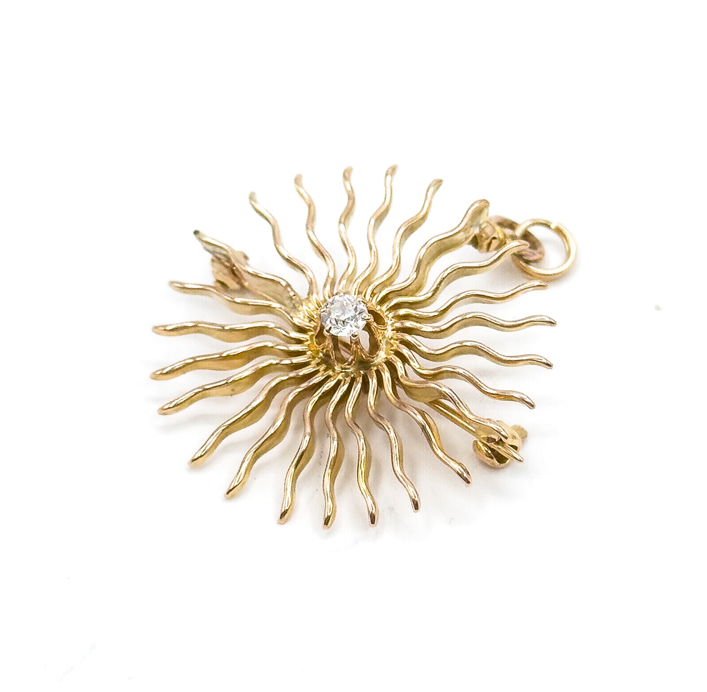 Edwardian Diamond Sunburst Pendant in 10K Yellow Gold