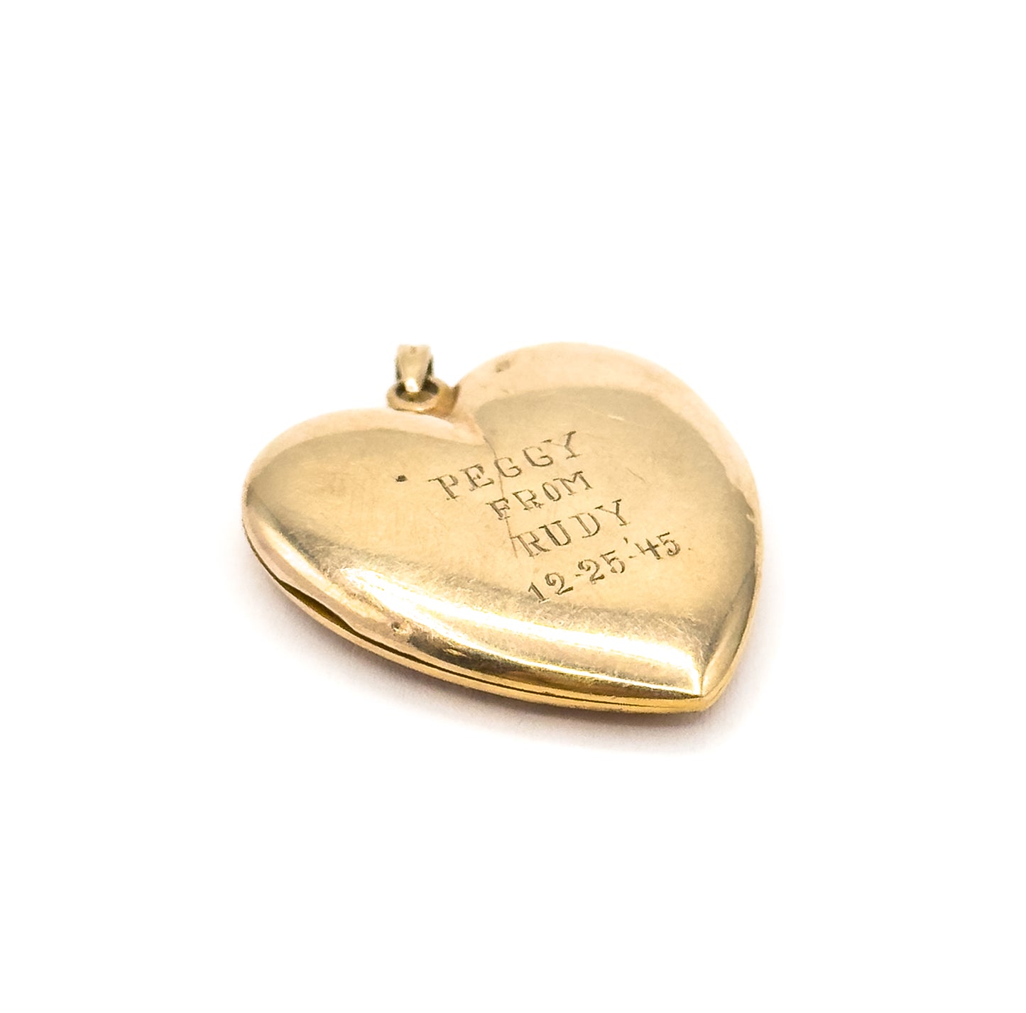 Mid-Century Engraved Floral Heart Locket in 10K Yellow Gold