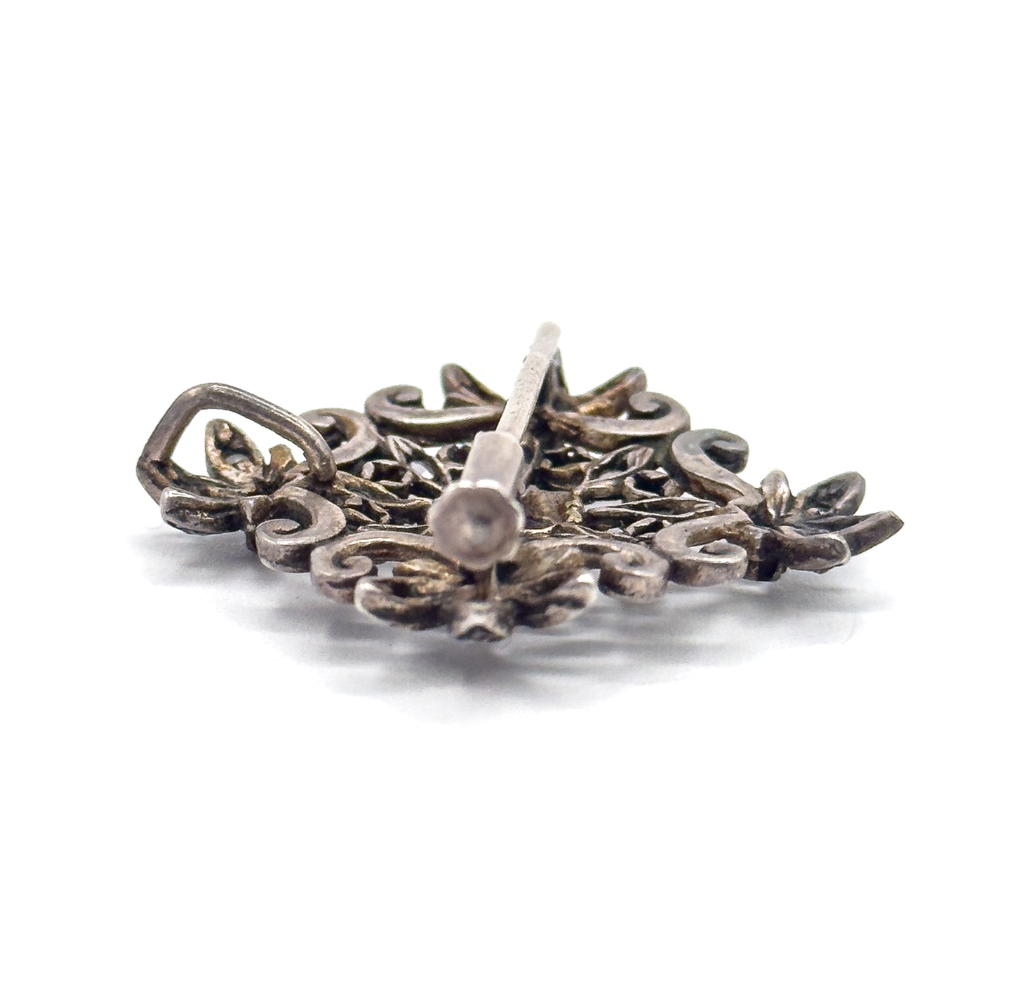 Edwardian Purple Paste & Rose Topaz Brooch Pendant in Sterling Silver
