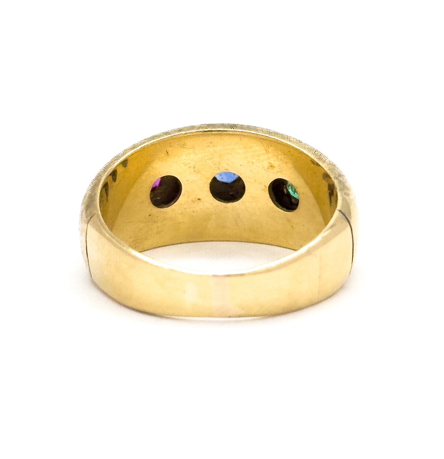 Mid-Century Emerald, Sapphire & Ruby Star Ring in 14K Yellow Gold