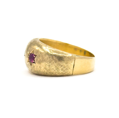 Mid-Century Emerald, Sapphire & Ruby Star Ring in 14K Yellow Gold