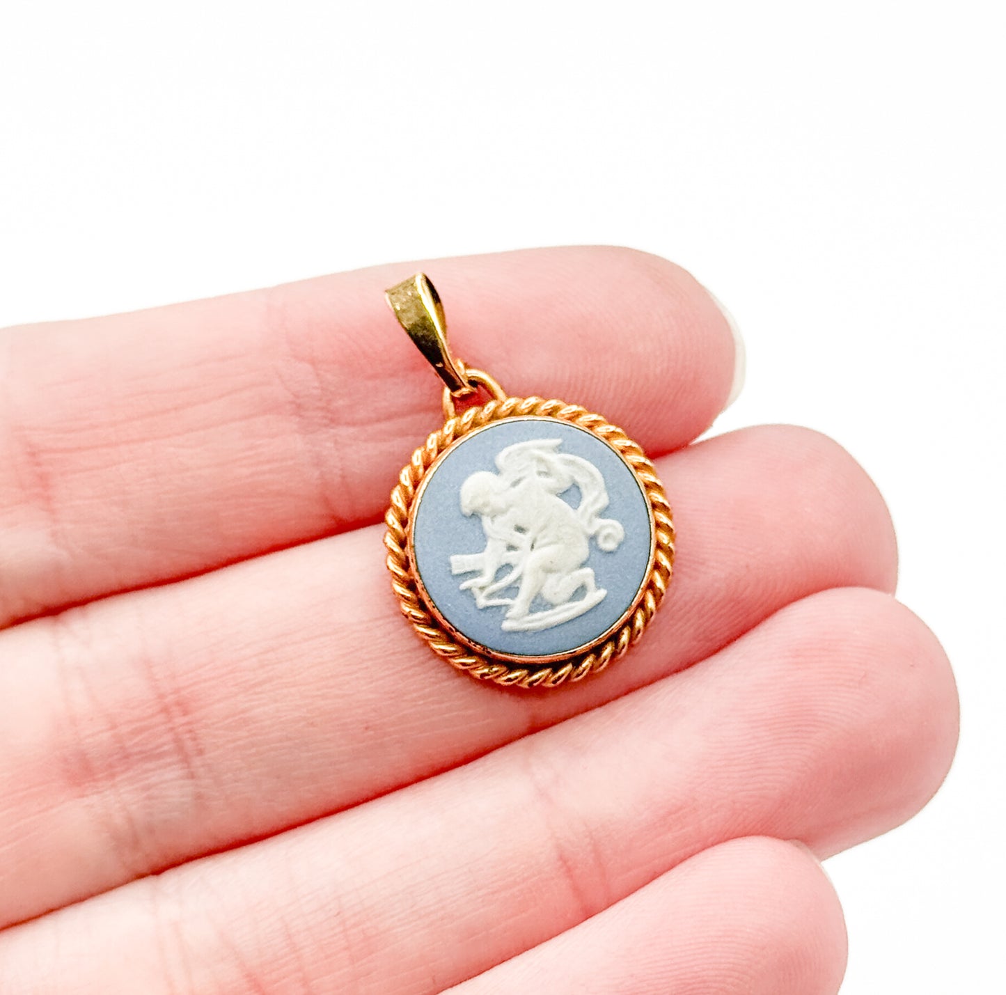Vintage Wedgwood Cupid Charm with Gold Plate