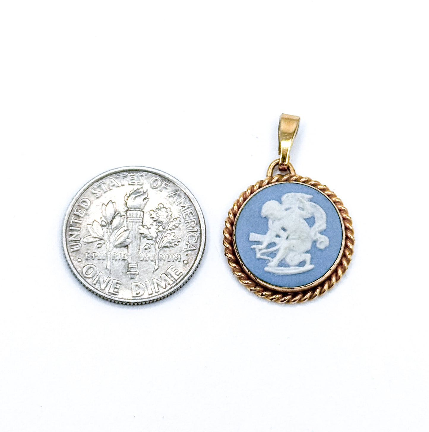 Vintage Wedgwood Cupid Charm with Gold Plate