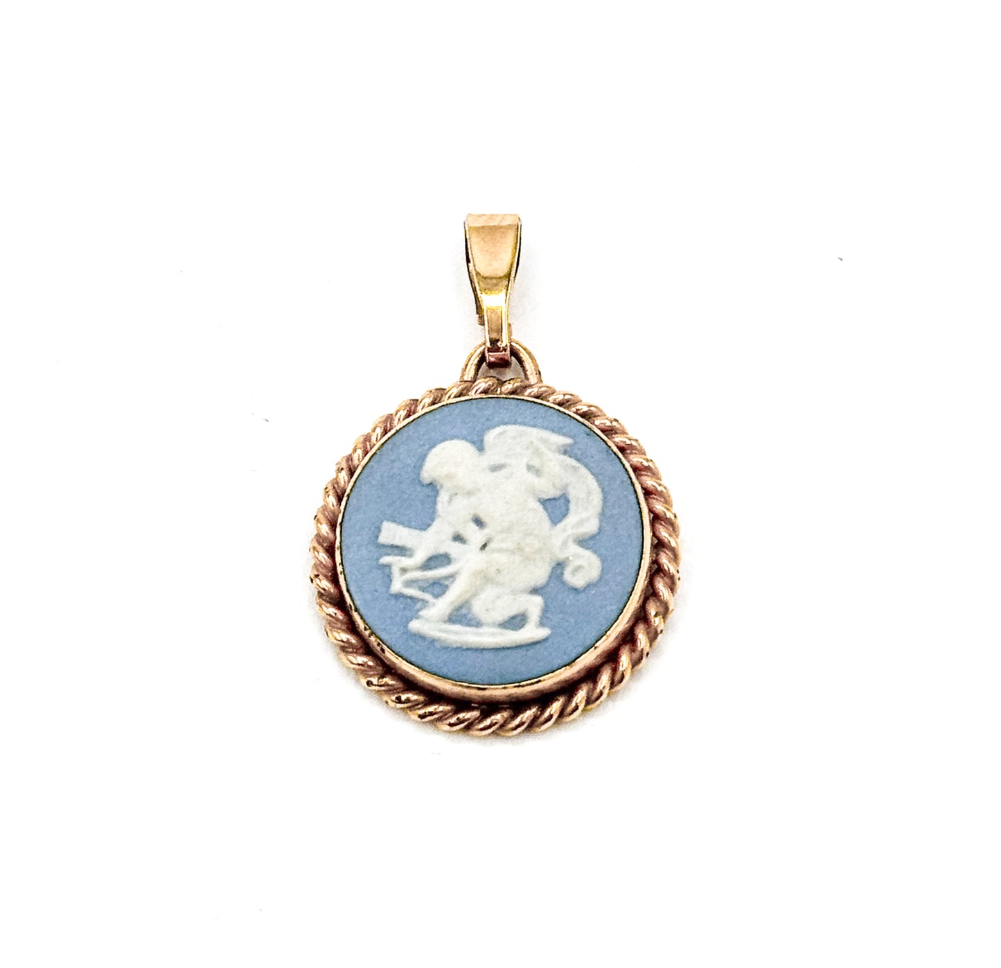 Vintage Wedgwood Cupid Charm with Gold Plate