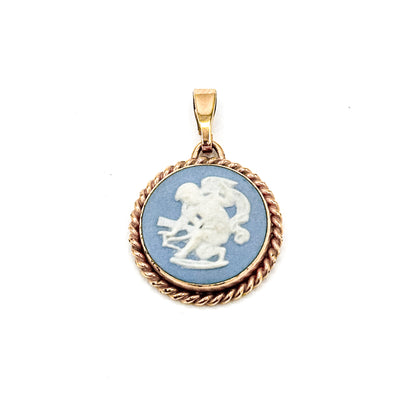 Vintage Wedgwood Cupid Charm with Gold Plate