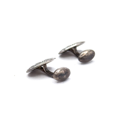 Antique Engraved Tulip Cufflinks in Silver