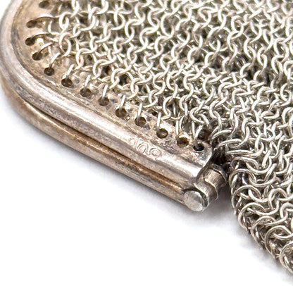 Antique 800 Silver Mesh Kiss lock Coin Purse with Divider