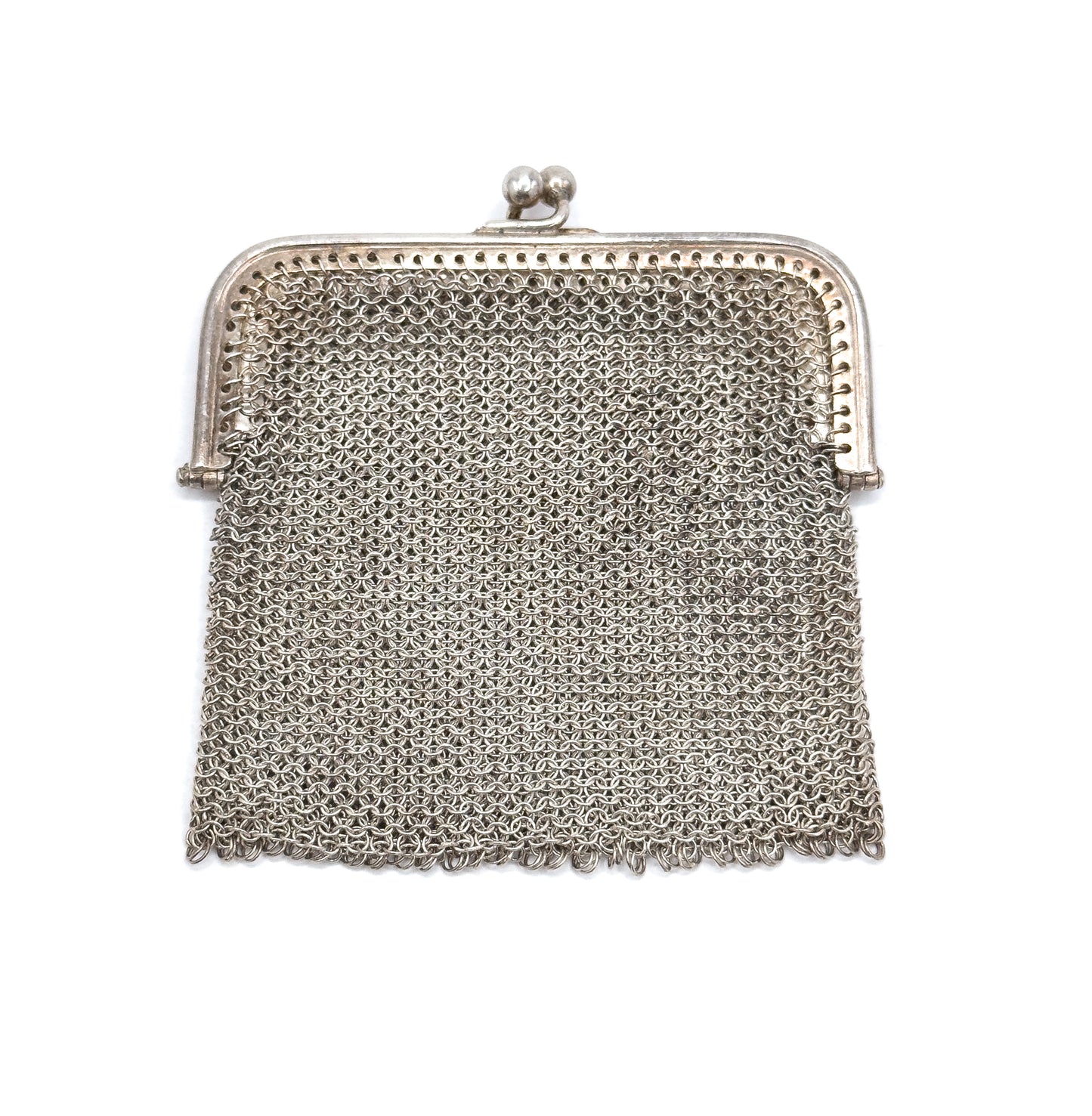 Antique 800 Silver Mesh Kiss lock Coin Purse with Divider
