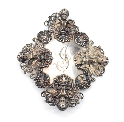 Victorian Large Monogram Cherub Buckle Component in Sterling
