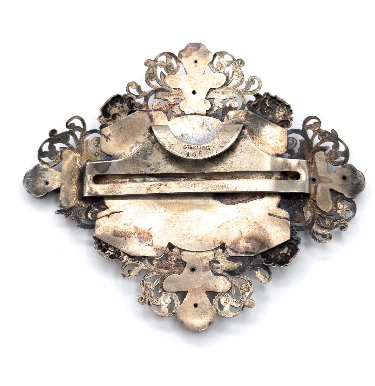 Victorian Large Monogram Cherub Buckle Component in Sterling