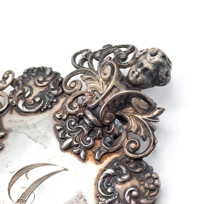 Victorian Large Monogram Cherub Buckle Component in Sterling