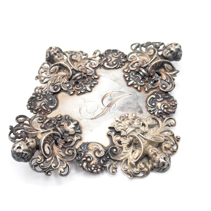 Victorian Large Monogram Cherub Buckle Component in Sterling