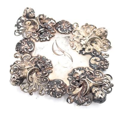 Victorian Large Monogram Cherub Buckle Component in Sterling