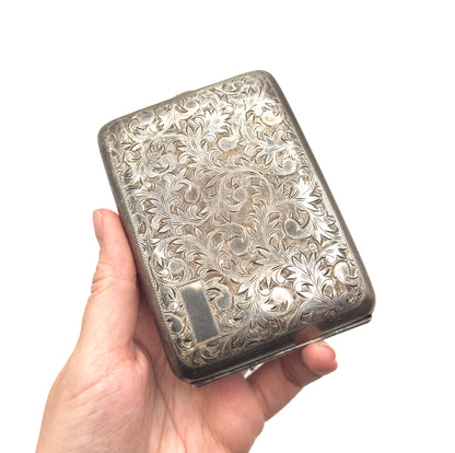 Vintage 950 Silver Engraved Acanthus Cigarette Case