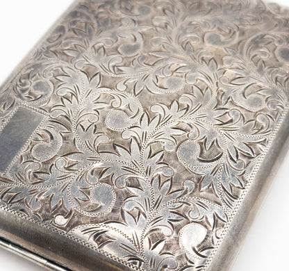 Vintage 950 Silver Engraved Acanthus Cigarette Case