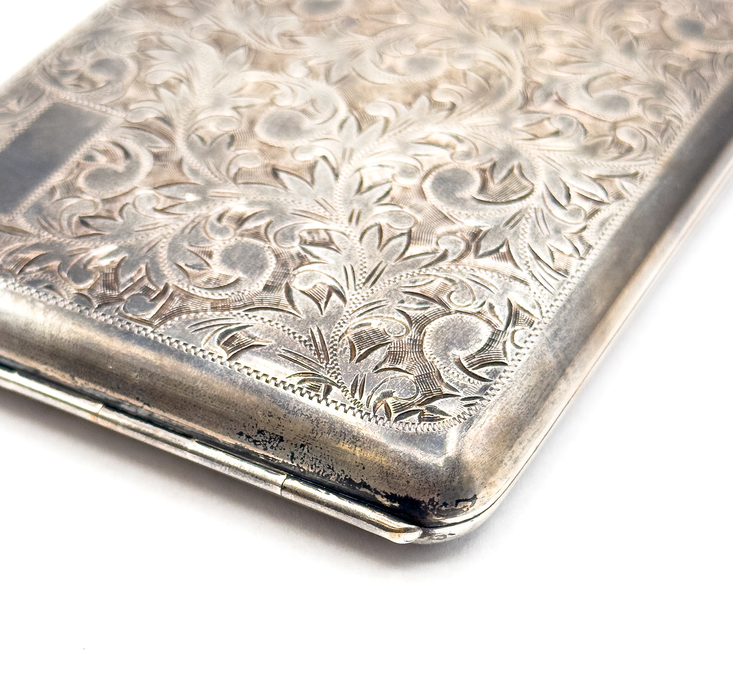 Vintage 950 Silver Engraved Acanthus Cigarette Case