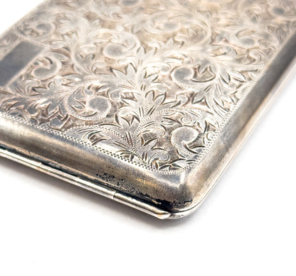 Vintage 950 Silver Engraved Acanthus Cigarette Case