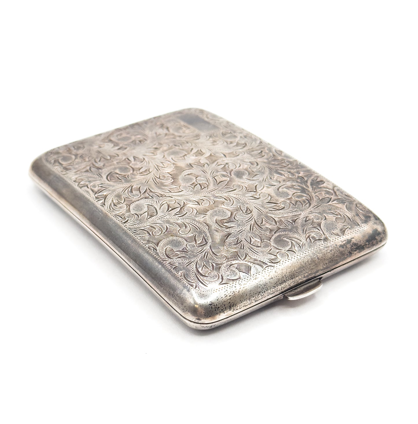 Vintage 950 Silver Engraved Acanthus Cigarette Case