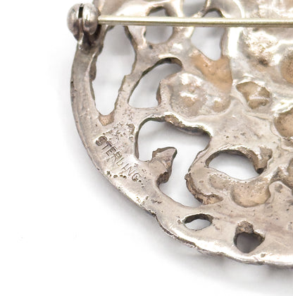 Antique Green Man Brooch with Foliate details in Sterling Silver