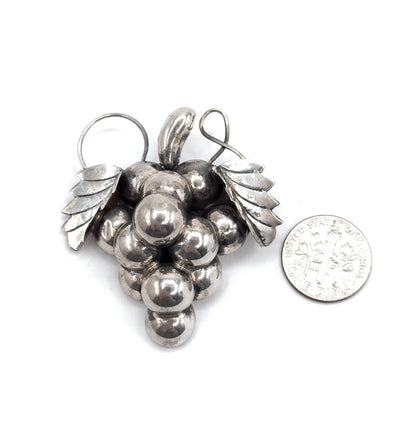 Mid-Century Iguala Mexico Grape Cluster Brooch in Silver