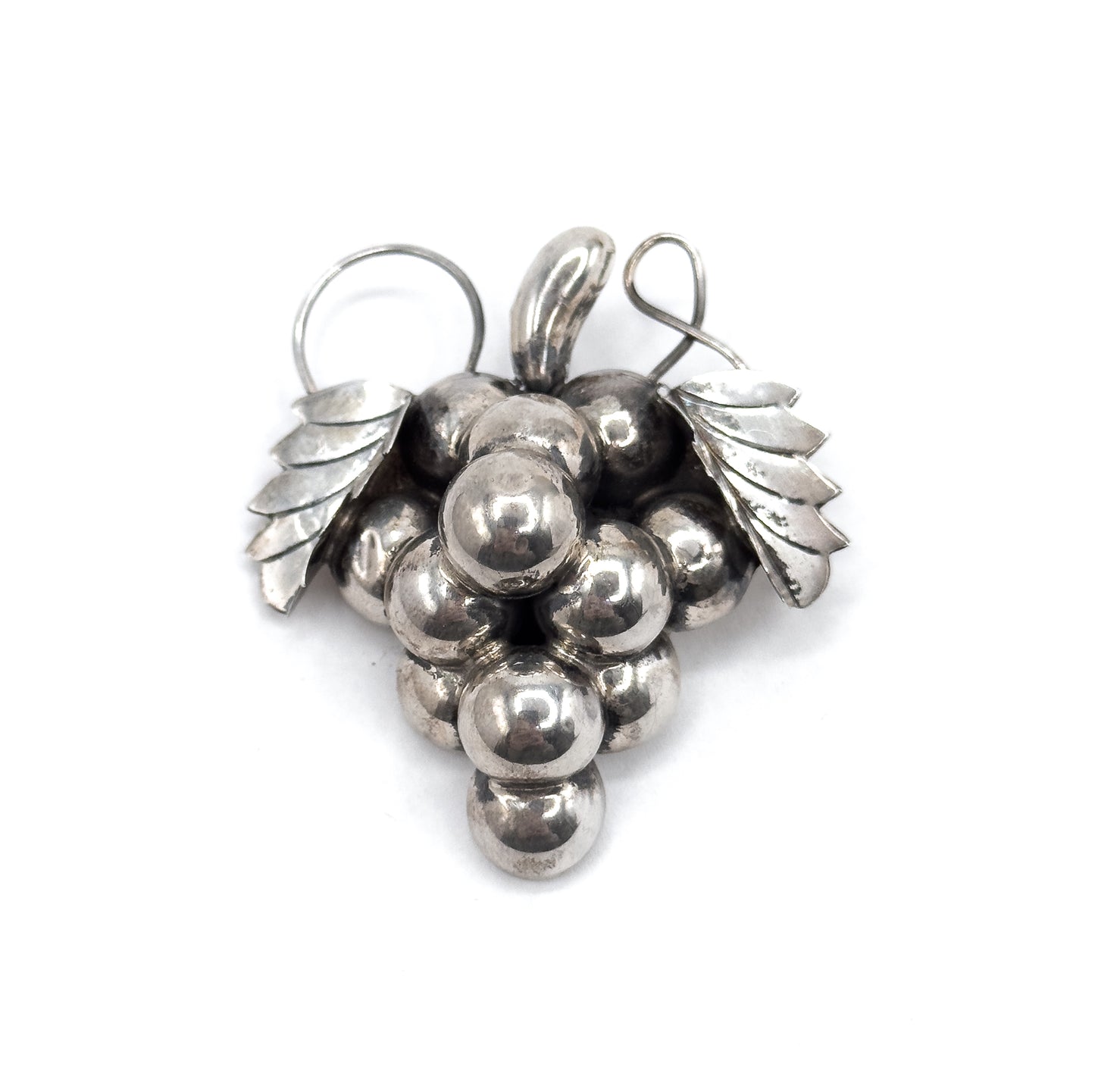 Mid-Century Iguala Mexico Grape Cluster Brooch in Silver