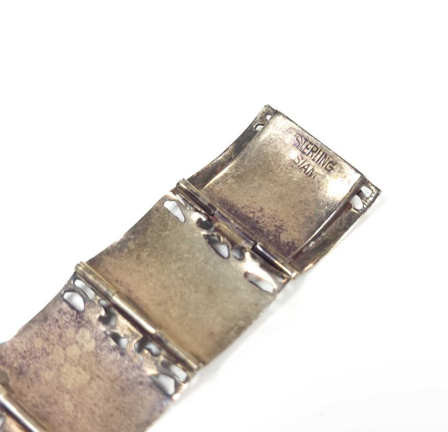 Vintage Siam Silver Niello Thai Bracelet in Original Box
