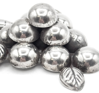 Jumbo Mid-Century Mexican Grape Brooch in Silver