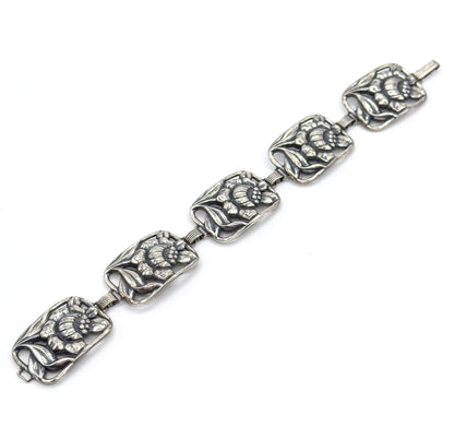 Mid-Century Danecraft Floral Bracelet in Sterling Silver