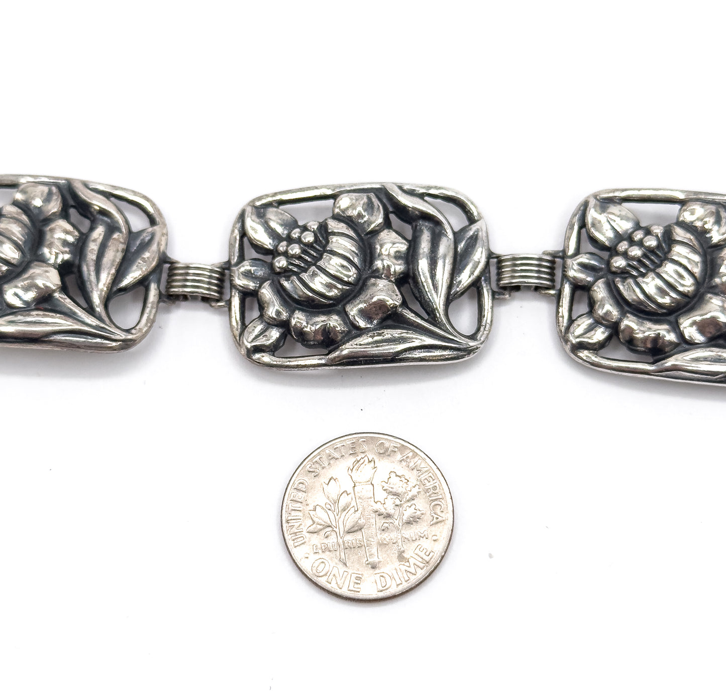 Mid-Century Danecraft Floral Bracelet in Sterling Silver