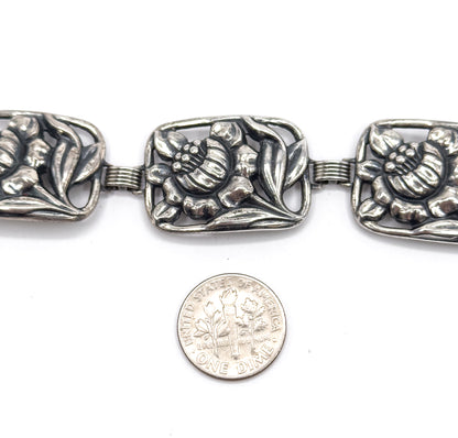 Mid-Century Danecraft Floral Bracelet in Sterling Silver