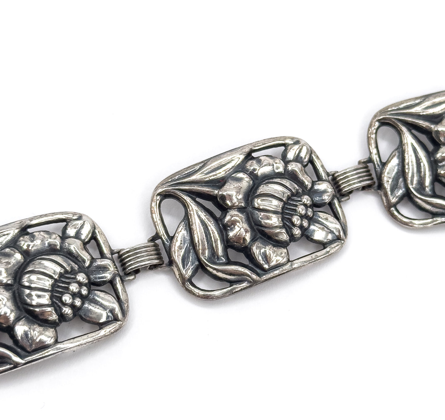 Mid-Century Danecraft Floral Bracelet in Sterling Silver