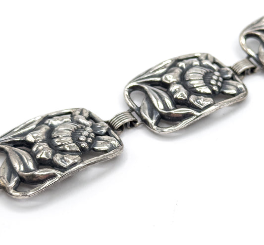 Mid-Century Danecraft Floral Bracelet in Sterling Silver