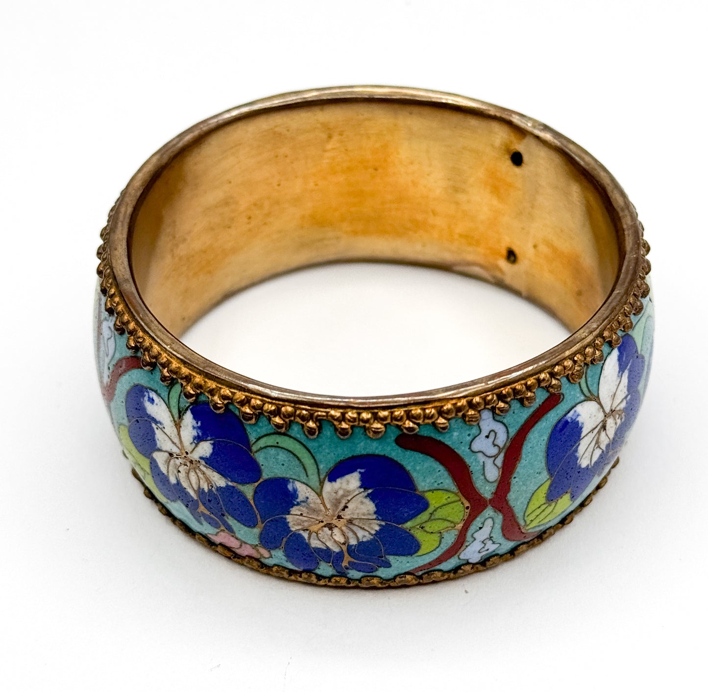 Vintage Cloisonné Enamel Floral Bangle Bracelet